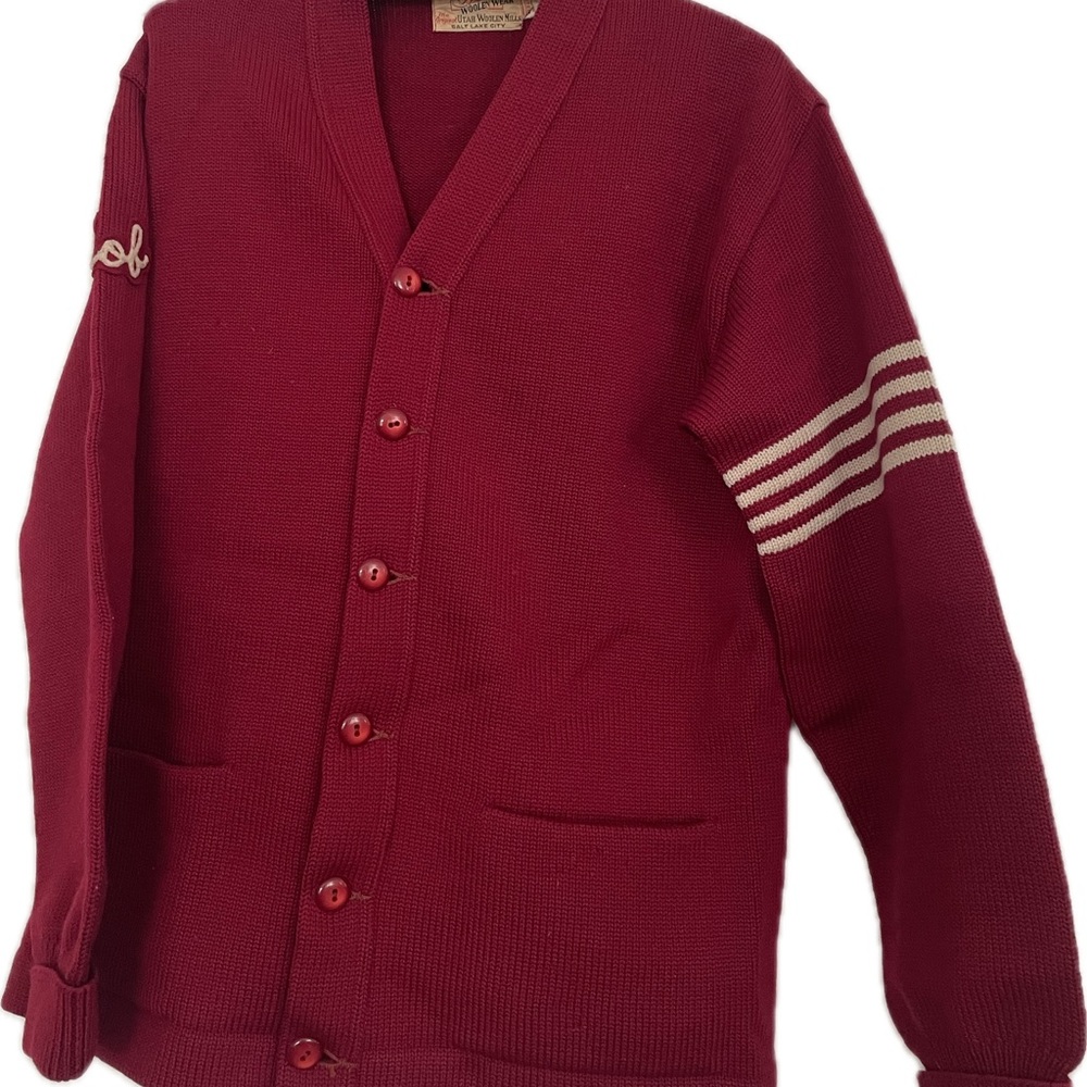 Vintage Utah Woolen Mills Red Lettermen’s Sweater “Bob”